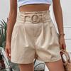 Женские модные низы Однотонные шорты с поясным ремнем