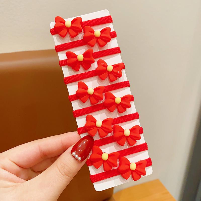 Милые красные новогодние детские резинки для волос - Праздничные эластичные резинки, не повреждающие волосы, для девочек