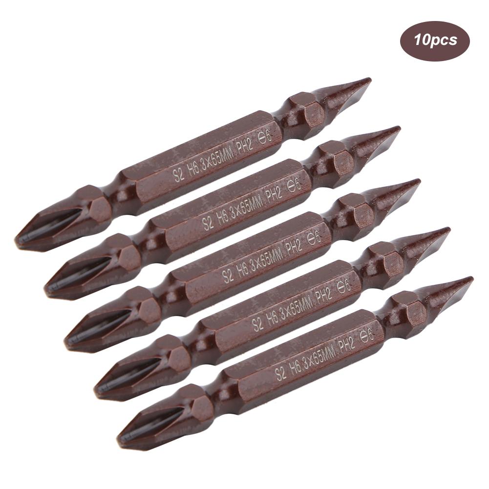 10PCs Double Ended Screwdriver Bit Hardware Parts Screws Tools Magnetic S2 H6.3 X 65MMDouble Ended