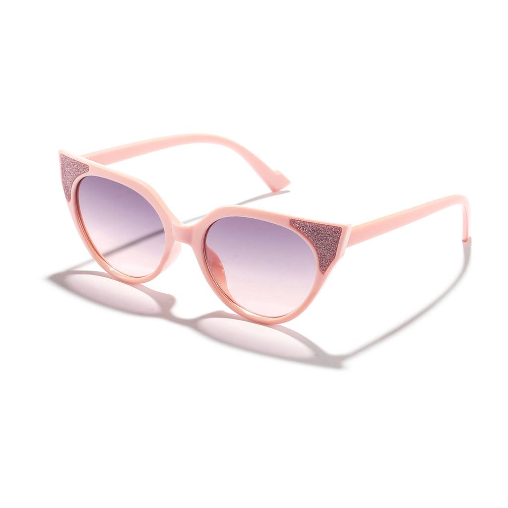 2026 New Children's Fine Glitter Cat-Eye Frame Cute Baby Candy-Colored Outdoor Sunshade Sunglasses