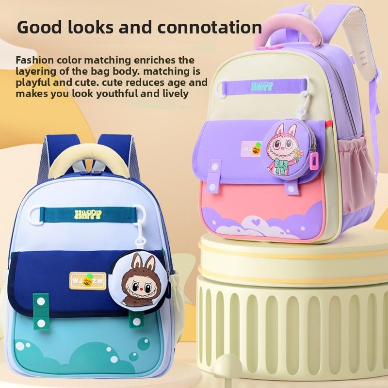 Printed Color Spliced Children Backpack Casual Outdoor Schoolbag Trendy
