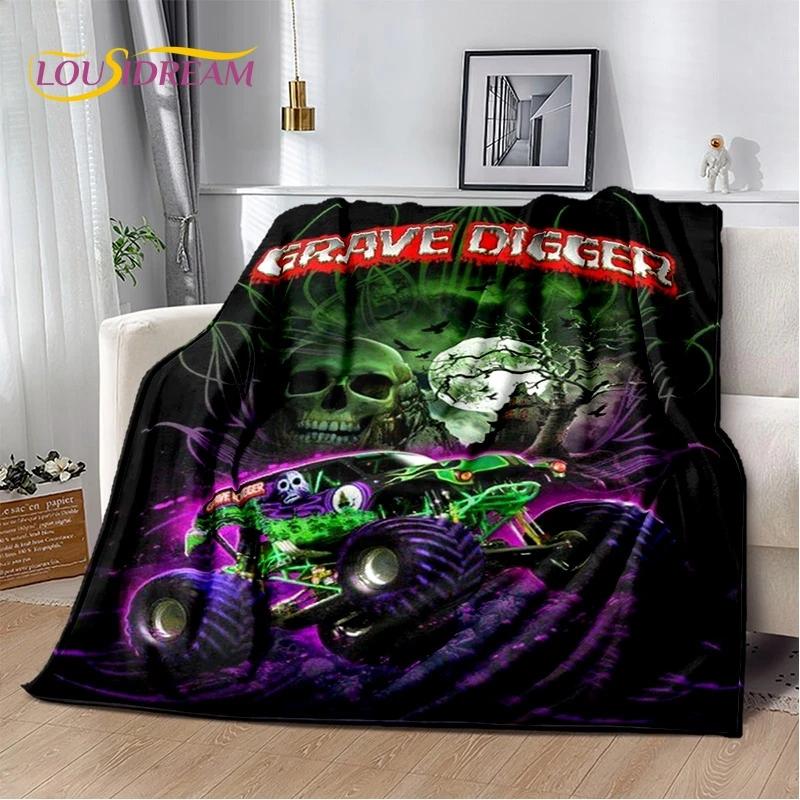 Мягкое фланелевое одеяло Monster Truck 3D Monster Jam Cartoon для кровати, спальни, дивана, пикника, плед для отдыха на свежем воздухе, подарок