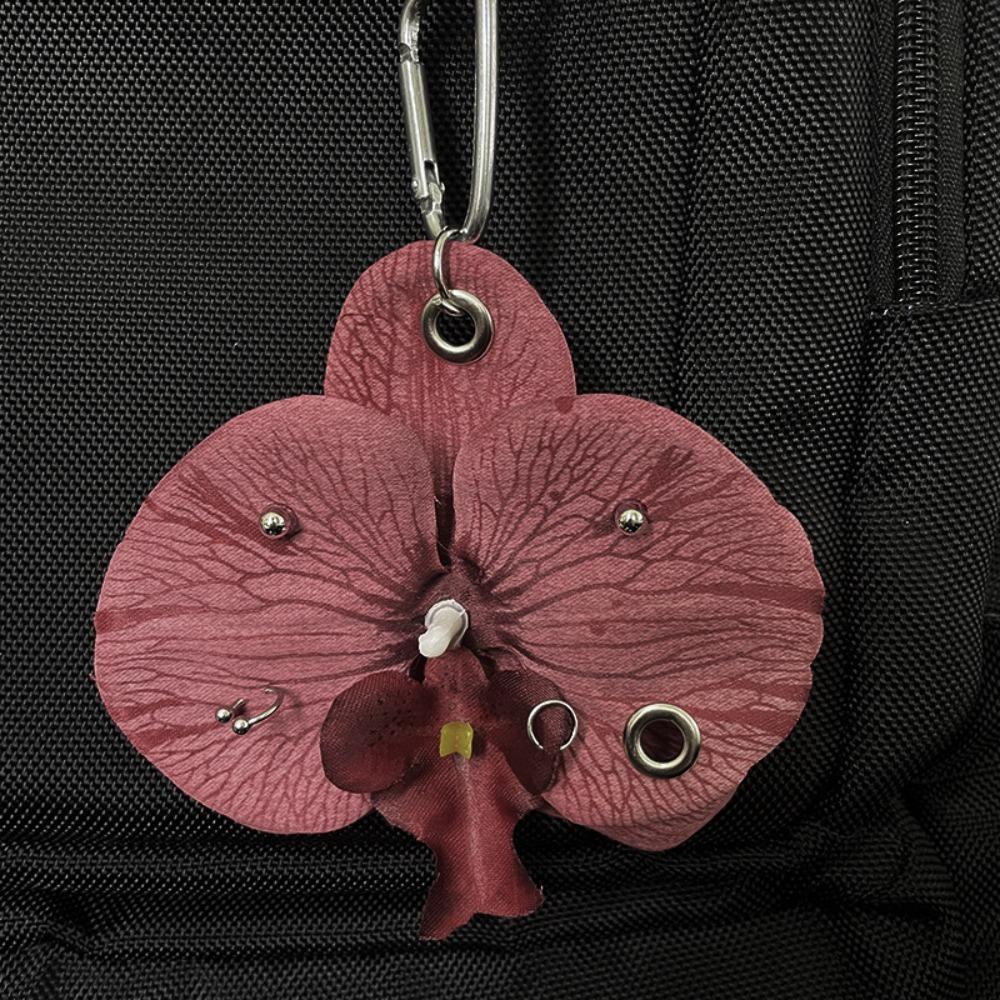 Gifts Phalaenopsis Orchid Keychain Cloth Backpack Hangings Decor Simulation Flower Keyring  Bag