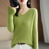 Women Sweater 2023 Autumn Winter Warm Pullover V-neck Stripe Slim Bottoming Shirts Long Sleeve Causal Korean Office Knit Jumper