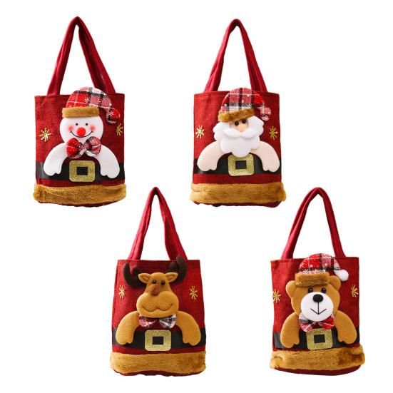 Рождественский подарок Сумочка Портативная ручка Мультфильм 3D Санта-Снеговик Лось Медведь Прочная ткань Многоразовая продуктовая конфета Вечеринка Подарочная сумка