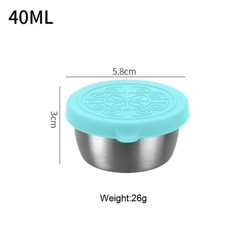 6pcs Multifunctional 304 Stainless Steel Sauce Dish With Silicone Lid, Sealed And Leak-proof Sauce Dish Tool Accessories Preserved Saucer