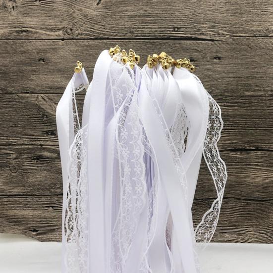 10 Pcs Fairy Wands Ribbon Lace Fairy Stick with Bells Chromatic Silky Party Streamers for Wedding Birthday Party Fovors