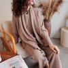 Autumn and Winter Women's Solid Colour Loose Knitted Sweater Pants Set