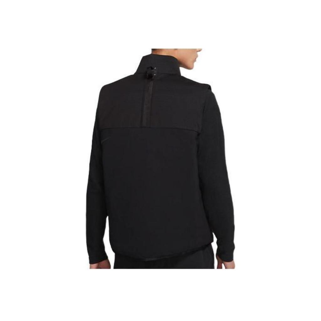 Nike Solid Color Casual Asymmetric Zipper Logo Print Stand Collar Vest Men Vests Black CZ9265-010