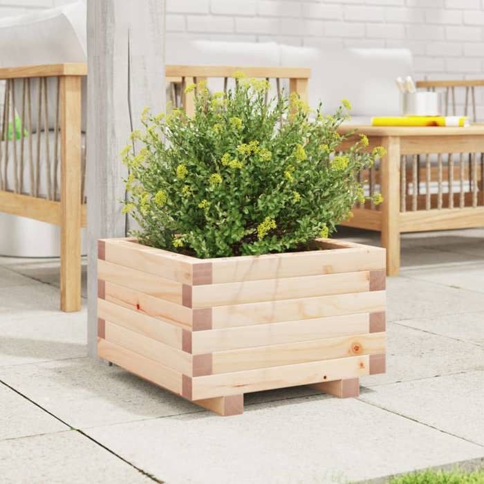 VidaXL Jardinière 40x40x26,5 cm bois de pin massif, jardinière d'extérieur, bac à fleurs, boîte à plantes, jardinière de 847288