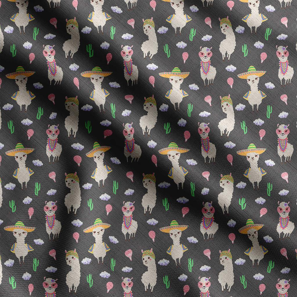 Soimoi Llama Alpaca Print,  Cotton Cambric, Quilting Fabric Sold by The Yard 42 Inch Wide, Medium Weight Cotton Fabric, Sewing  Supplies,