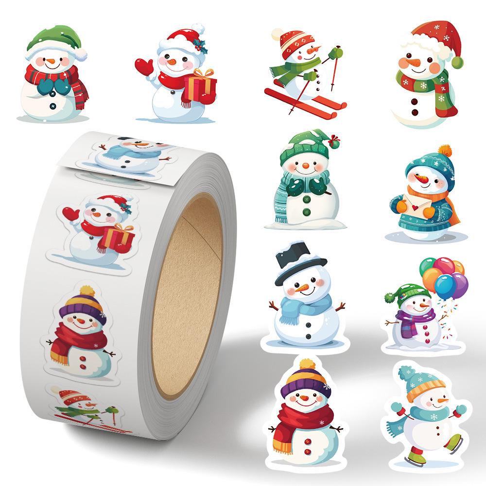 Cartoon Holiday Gift Sealing Stickers - 500 Self-Adhesive Journal Stickers per Roll
