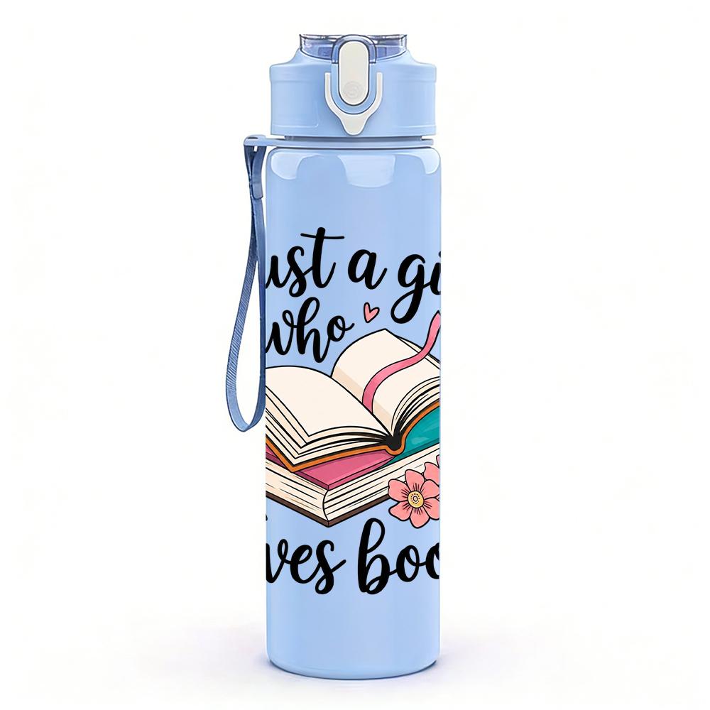 1PC Book Lover Girl Quote 750ml Color Plastic Sports Water Bottle Leakproof Flip Straw Lid Suitable for Sports Office Home Use