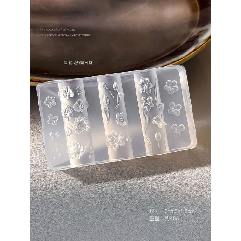 3D Nail Art Molds Sunflower Lotus Silicone Epoxy Resin Easy Release Carving Decorations