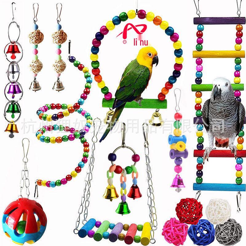 Parrot Cloud Ladder Swing & Perch: Bird Cage Accessories with Mirror, Bridge & Hanging Ring