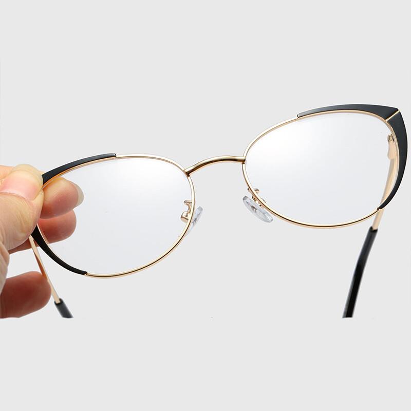 Женские очки для чтения Блокировка синего света Металл Цветные Пресбиопические Шикарные Модные Двойные Очки Сплав Пресбиопические Модные Очки для Дальнозоркости