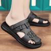 Мужские кожаные сандалии Летние классические мужские шлепанцы Мягкие сандалии Повседневные Удобные Уличные Пляжные Туфли для Ходьбы