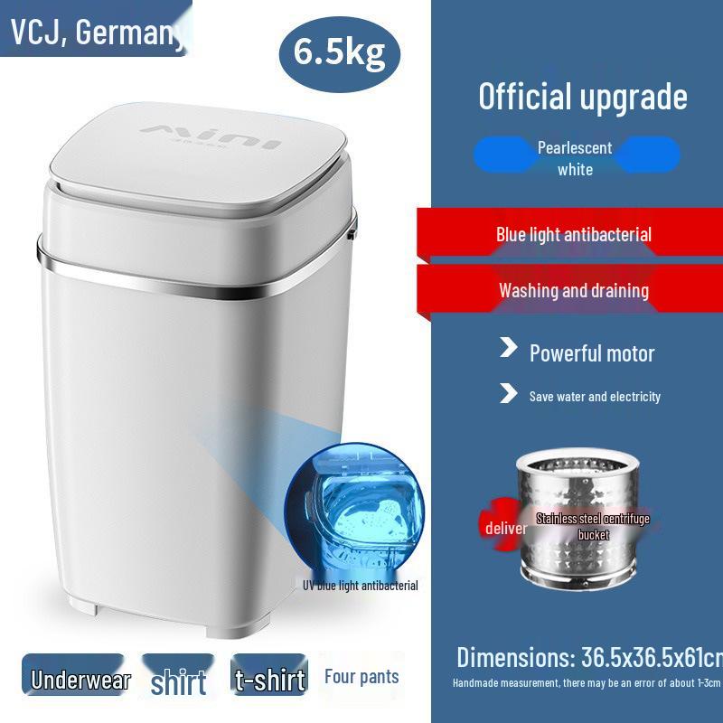 Компактная полуавтоматическая мини-стиральная машина с синим светом и функцией отжима