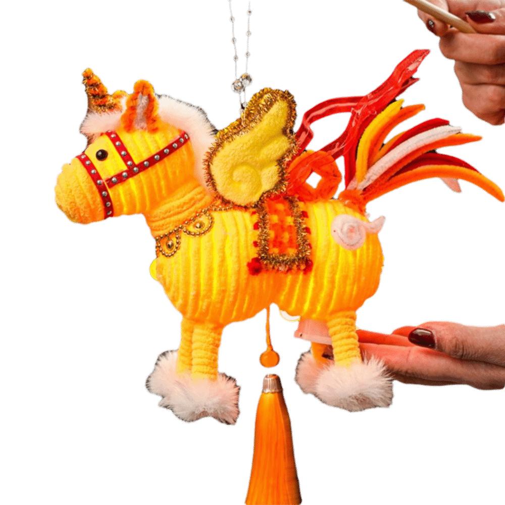 Handmade Luminous Horse Lantern DIY Material Kit Spring Festival Lantern  Living Room Decor