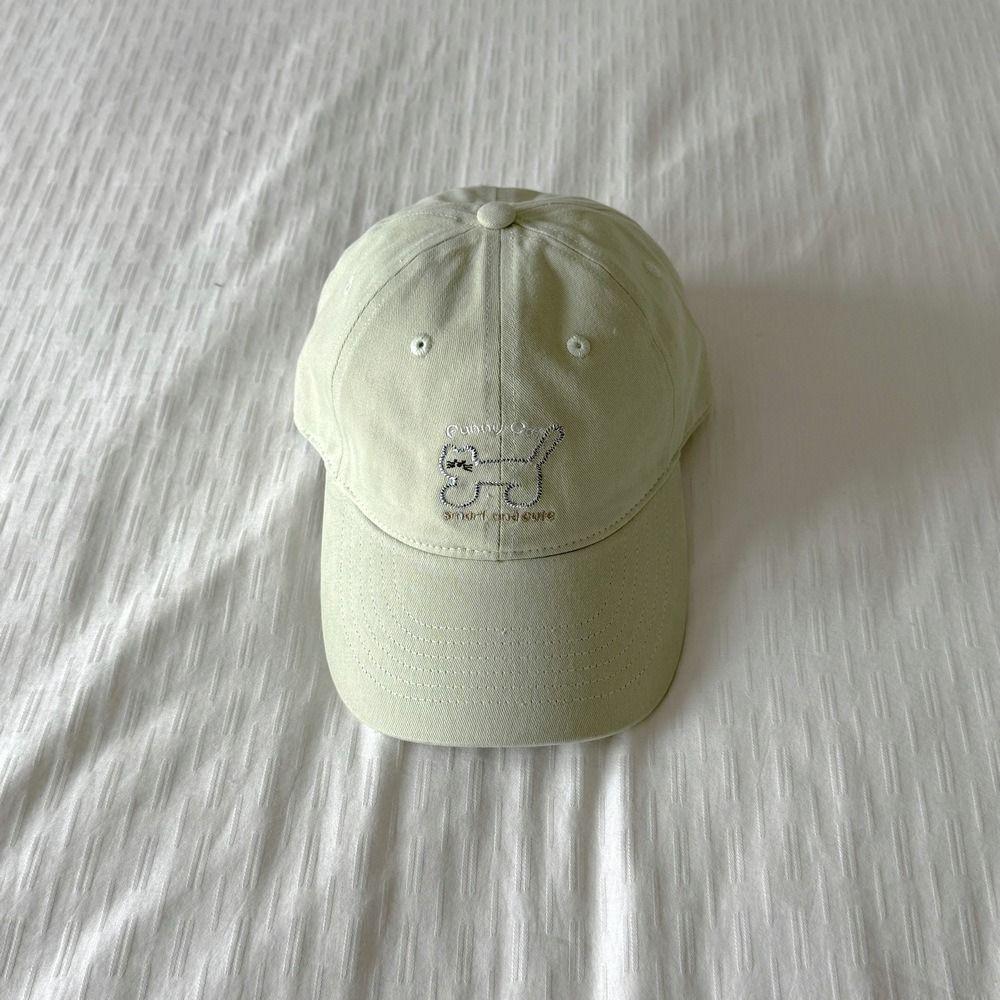 Adjustable Sunscreen Baseball Cap Breathable Cotton Peaked Hat Cat Embroidered Cap Unisex