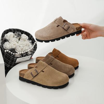 Босоножки на платформе Boken сумка для обуви головные шлепанцы женские натуральная кожа коровья кожа пробка увеличение роста обувь Boken универсальная весенне-осенняя одежда полушлепанцы