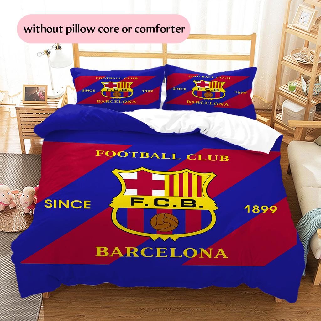 Постельное белье с узором ФК Барселона Домашний декор Подарок на день рождения (1 пододеяльник + 2 наволочки, без наполнителя)