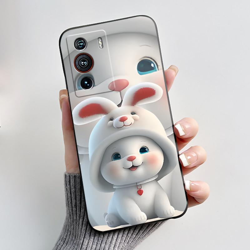 Чехол для ZTE Nubia Z40 Pro NX701J Милое Сердце Кролик Черный Мягкий ТПУ Силикон Ударопрочный Задний Чехол для Телефона Nubia Z40Pro 5G