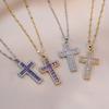 Cross Pendant Necklace for Women Fashion Cubic Zirconia Necklaces Hypoallergenic Stainless Steel Chain Jewelry Accessories