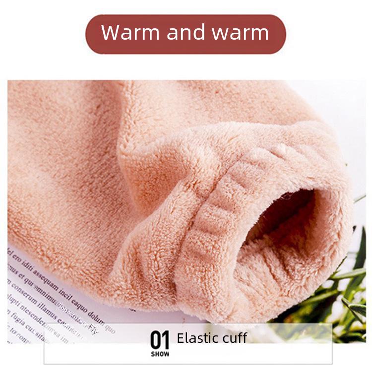 Женский пижамный комплект из плотного кораллового флиса: Теплый, свободный, с длинными рукавами, подходит для ношения на открытом воздухе осенью и зимой.