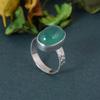 Кольцо с зеленым ониксом, сплошное кольцо, дизайнерское кольцо, эффектное кольцо, подарок на день рождения, серебро 925 пробы, кольцо для праздничной одежды, овальное кольцо