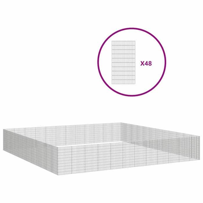 vidaXL Free range animal pens 48 panels 54x100 cm galvanized iron, rabbit hutch, rabbit cage, animal cage 3321350