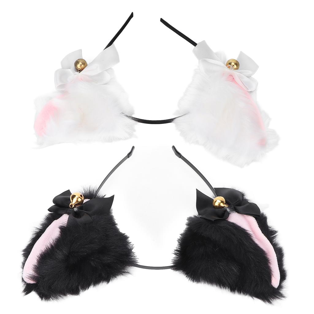 Милая плюшевая повязка на голову с кошачьими ушками и колокольчиком для костюмированной вечеринки на Хэллоуин