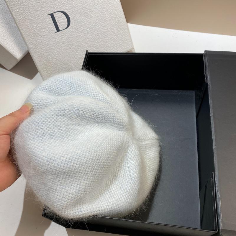 Зимняя шапка из меха ангорского кролика, женская вязаная берет, модная шерстяная берет с буквой М, женская теплая шапочка-бини для девочек-художников