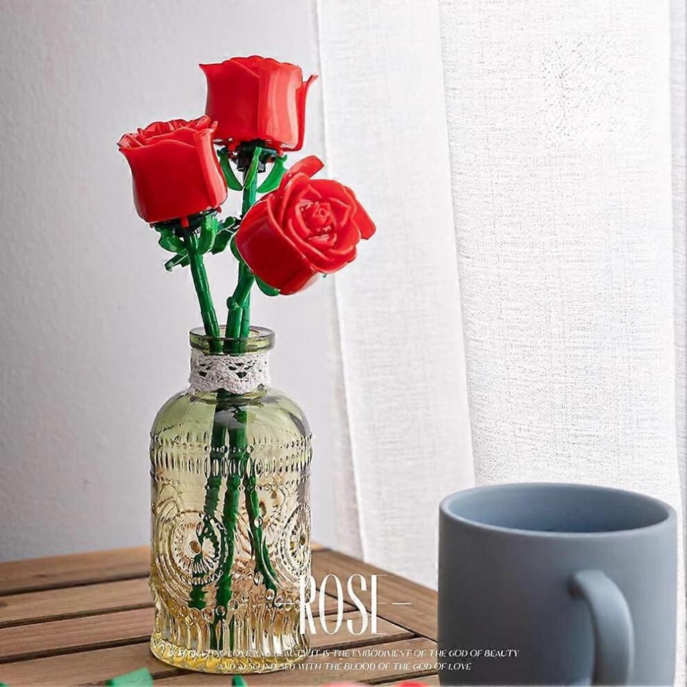 Romantic Rose Bouquet Building Blocks Eternal Model Red