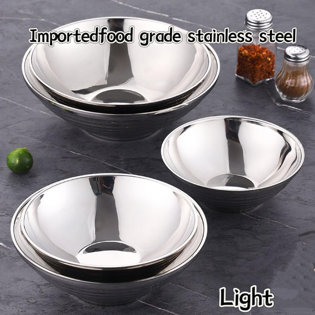 Household Korean Style Metal Salad Fruit Noodle Mixing Bowl 20CM Stainless Steel Gold Large Round Soup Ramen Bowl