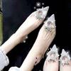 Baotou Transparent Sandals Fairy Summer Low Heel Back Empty Single Shoes Sexy Celebrity One Word with Crystal High Heels Female