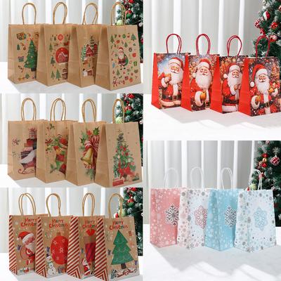 Рождественский Санта Клаус Снежинка Крафт-бумага Сумка Marry Christmas Украшение для вечеринки для дома 2025 Navidad Natal Noel Новый год 2025