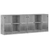 Bookshelf with Doors Concrete Grey 204 x 37 x 75 cm Engineered Wood
