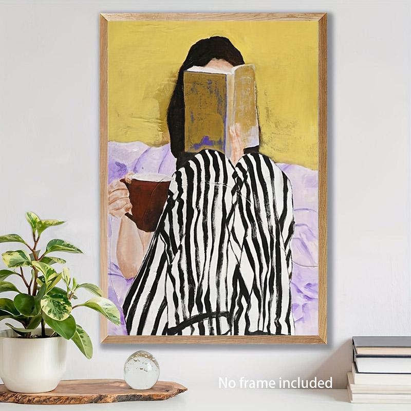 1pc Vintage Library Bookshop Canvas Wall Art Poster Book Stacks Book Lovers Gifts Living Room Kitchen Bathroom Decor