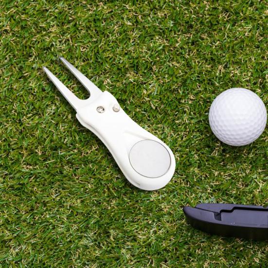 Инструмент для гольфа Divot Складной инструмент для ремонта Divot с магнитным прочным всплывающим маркером для мяча из нержавеющей стали Вилы для игроков в гольф