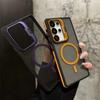 For Magsafe Magnetic Metal Lens Stand Phone Case For Samsung Galaxy S25 S24 S23 FE S22 Ultra Plus Protective Cover Bumper