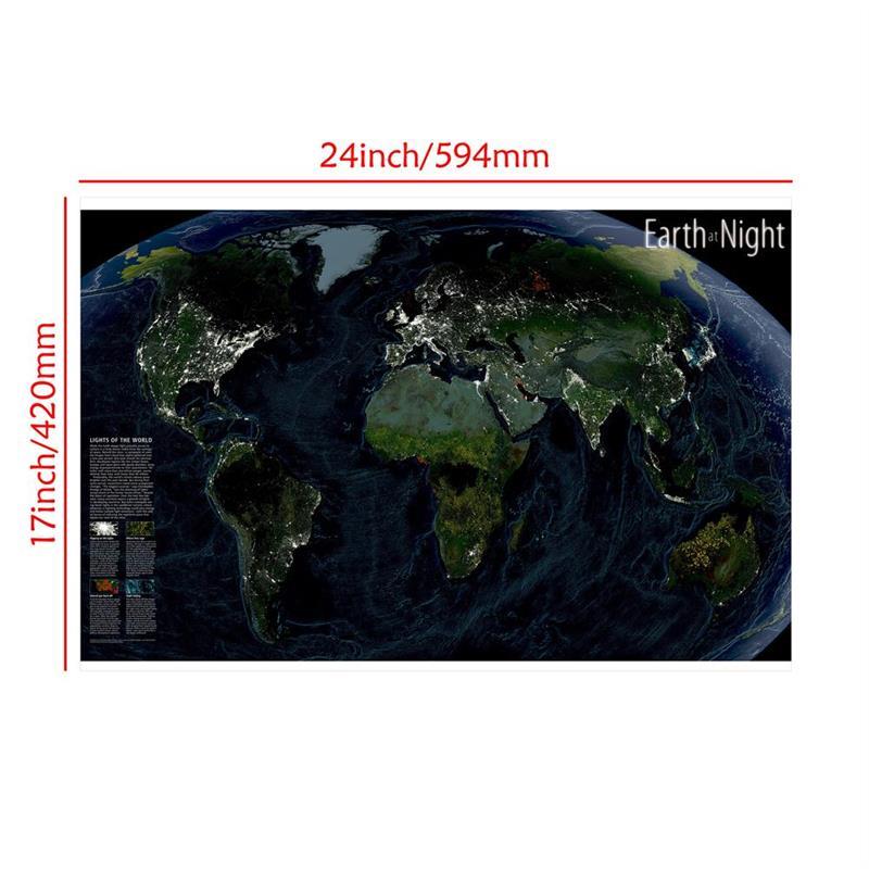 Декоративная подвесная картина Карта мира Земли ночью Карта для дома/офиса/гостиной Настенный декор Поделки Живопись