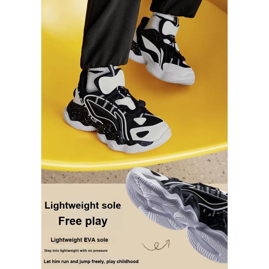 Li-Ning Детские повседневные туфли Cloud Low-Top Детские повседневные туфли Черный Белый YKCQ198-21