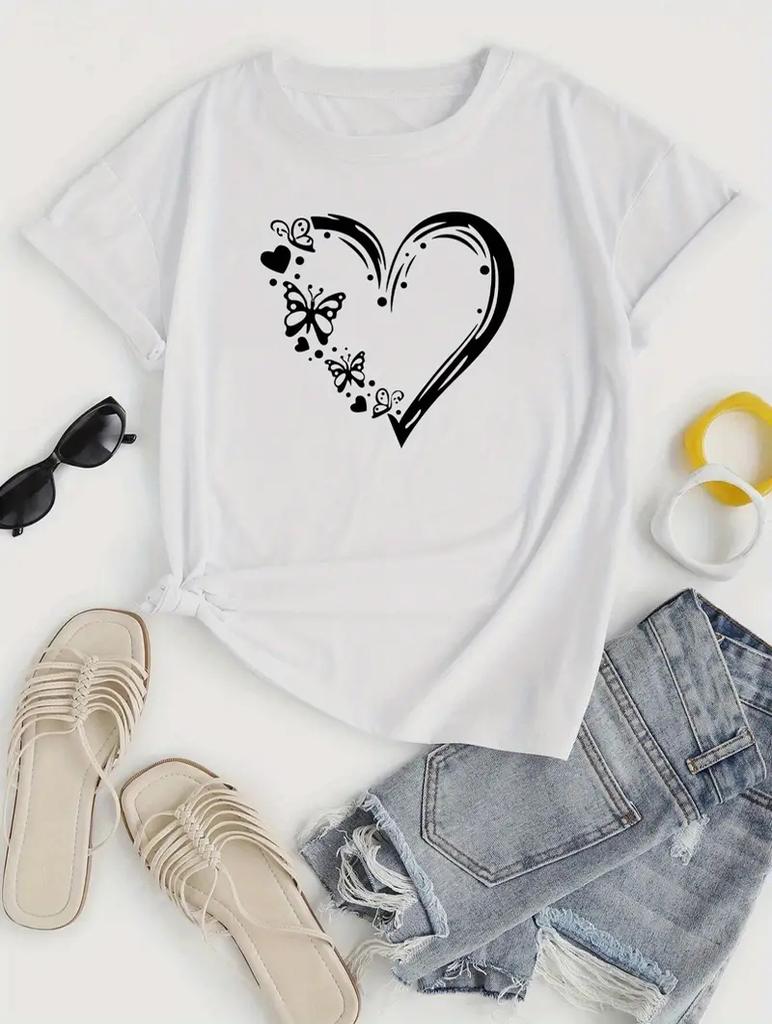 Женская повседневная белая футболка с простым принтом