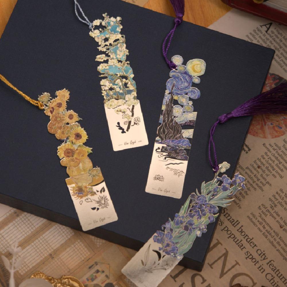 Кисточки Металлическая закладка Металлическая цветочная закладка с рисунком Ретро полая закладка Школьные канцелярские принадлежности