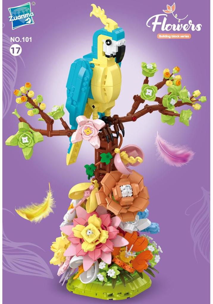 Kids' Flower-Themed Building Blocks: Daffodil, Sunflower, Rose Potted Plants