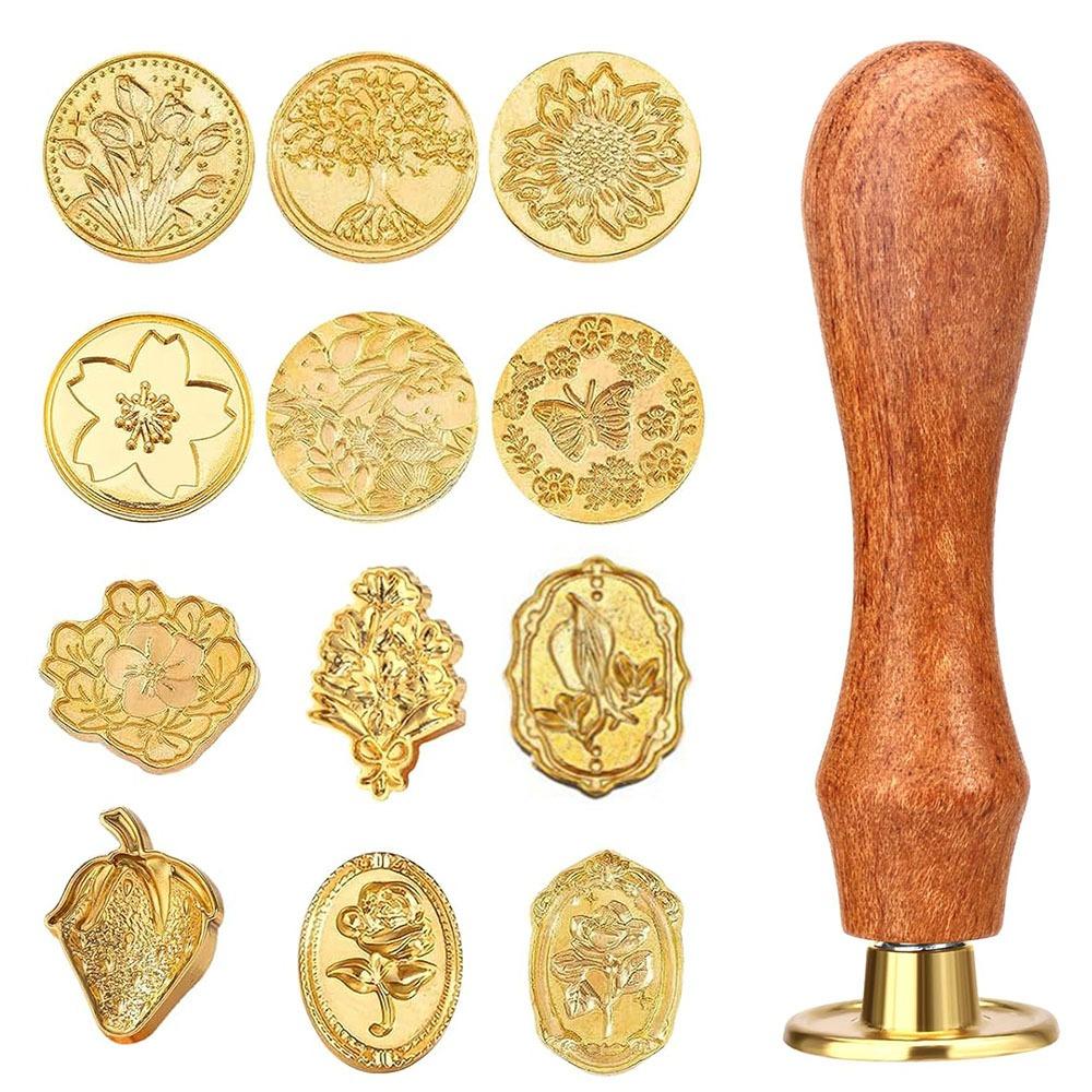 8/10/12Pcs Retro Wax Seal Stamp Head Kit Multishape Enamelled Seal Heads Gift Packing