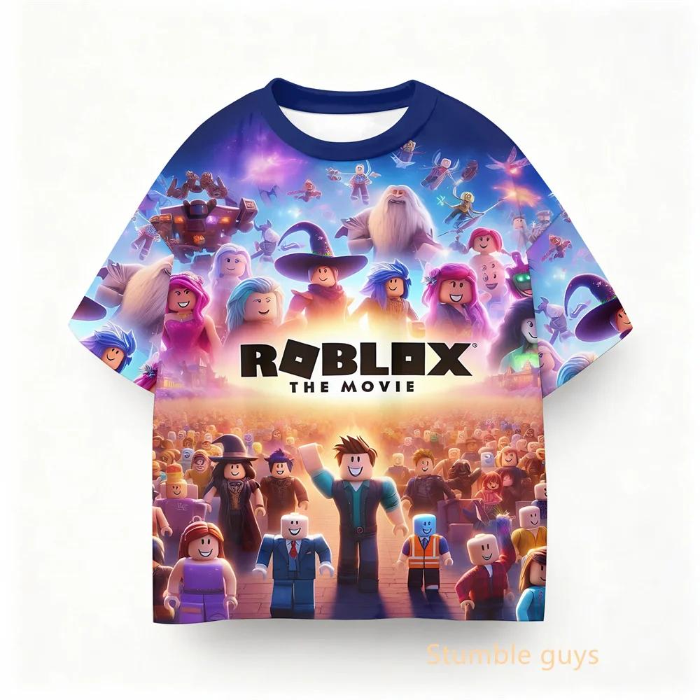 Roblox Детская летняя игра Повседневная футболка Одежда для мальчиков Девочки Аниме Топы