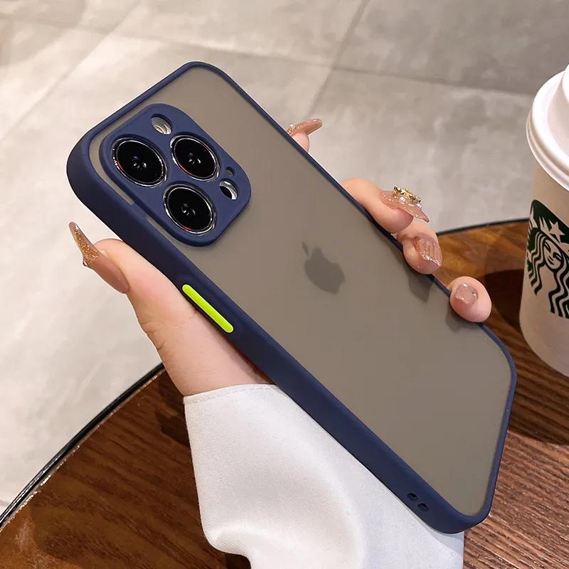 Роскошный ударопрочный матовый чехол для телефона для iPhone 17 16 15 14 13 12 11 Pro Max XR XS X 7 8 Plus Mini SE 2 Бампер Прозрачная крышка