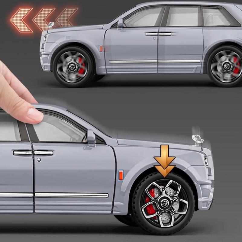 1/20 Scale Rolls Royce Cullinan Trailer RV Camping Van Diecast Model Alloy Metal Car Sound & Light Pull Back Home Display Ornament Boy